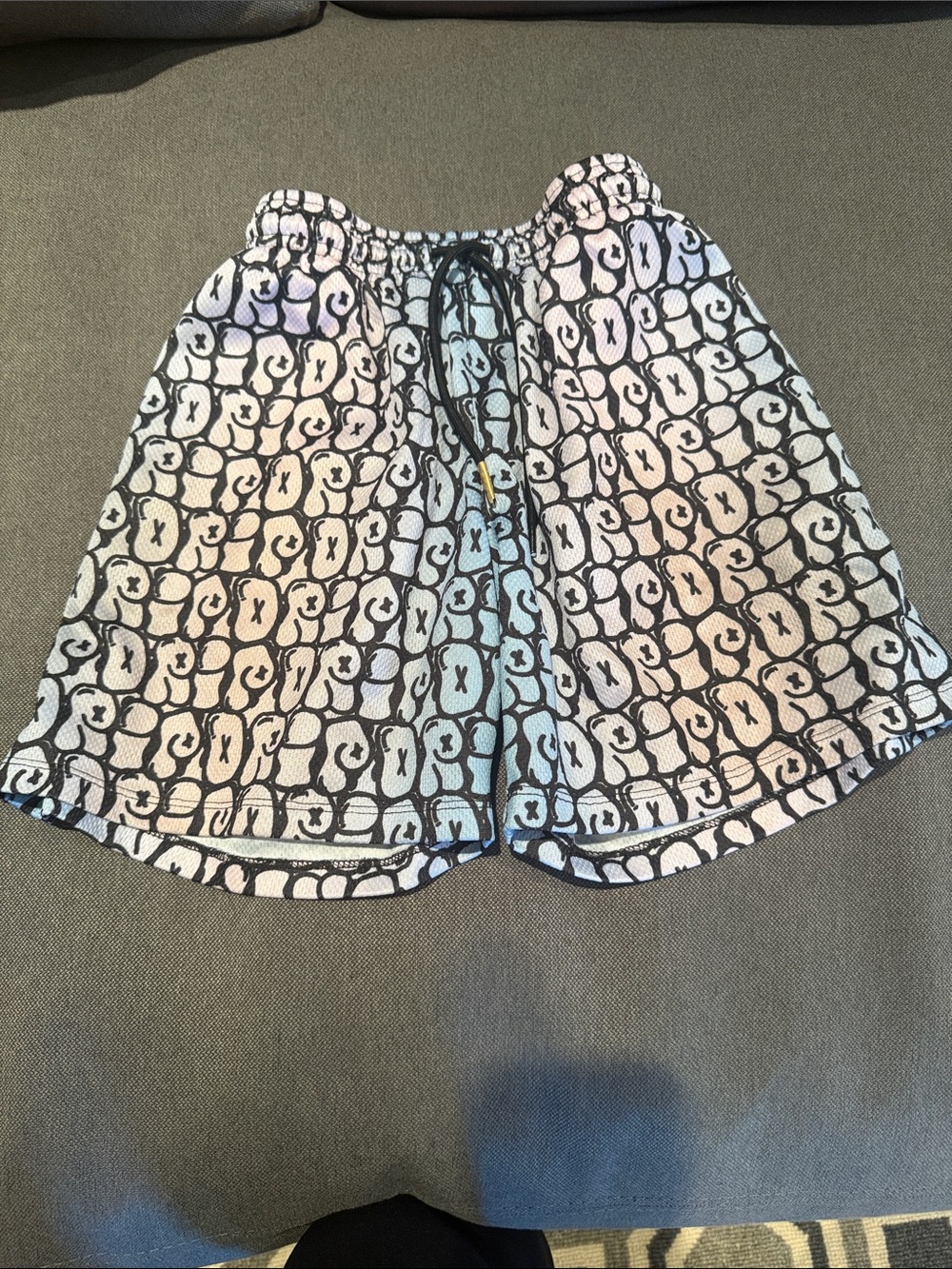 Drip Shop Patterned Drawstring Shorts in Black and multi color